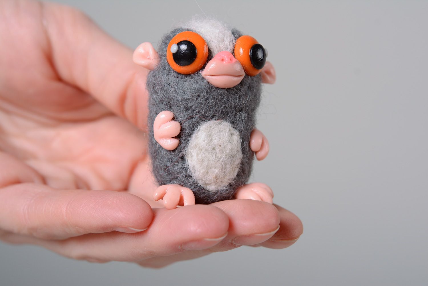Homemade wool felted miniature toy Lemur photo 5