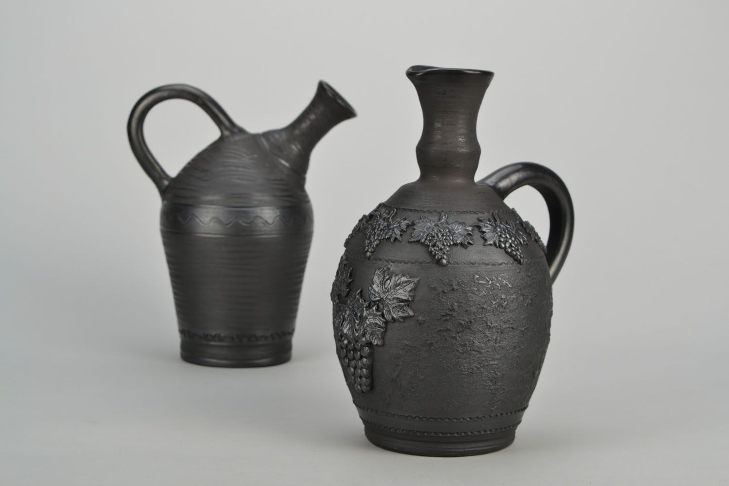 45 oz black ceramic wine decanter carafe with handle 2 lb photo 1