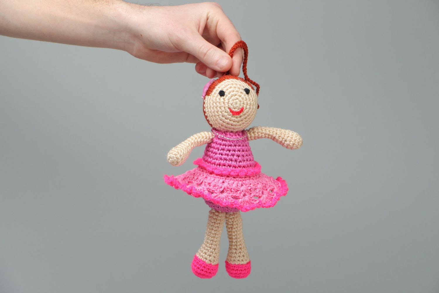 Мягкая вязаная игрушка Кукла Лапочка фото 4
