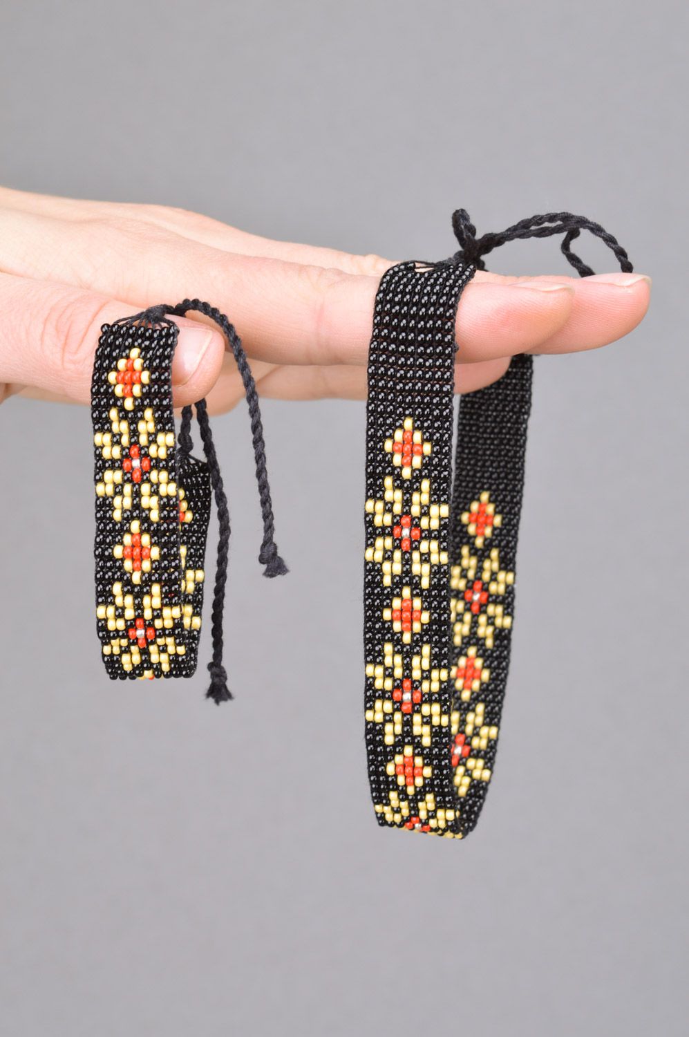 Collier et bracelet en perles de rocaille faits main noirs pour femme photo 3
