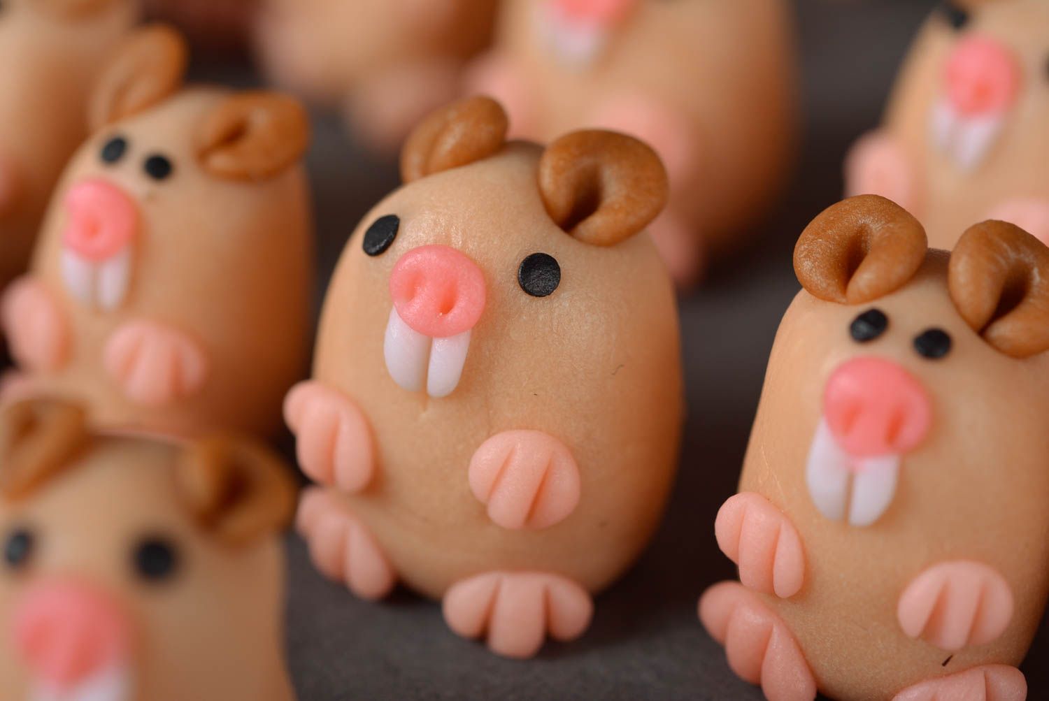 Handmade set of 20 rats figurines unique polymer clay toy interior decoration photo 4