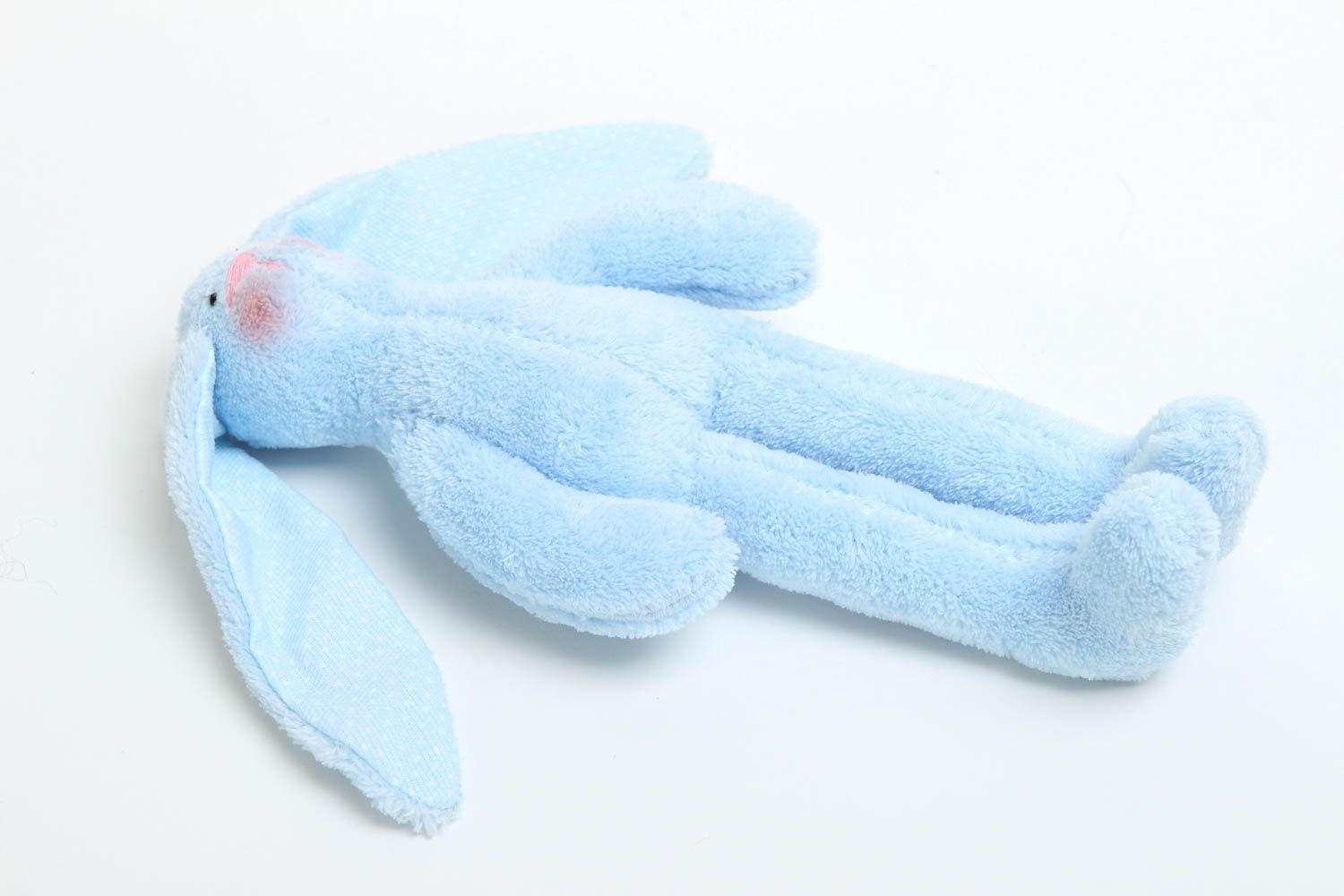 Handmade blaues Kuscheltier Hase süßes Stoff Spielzeug Geschenk für Kinder  foto 2