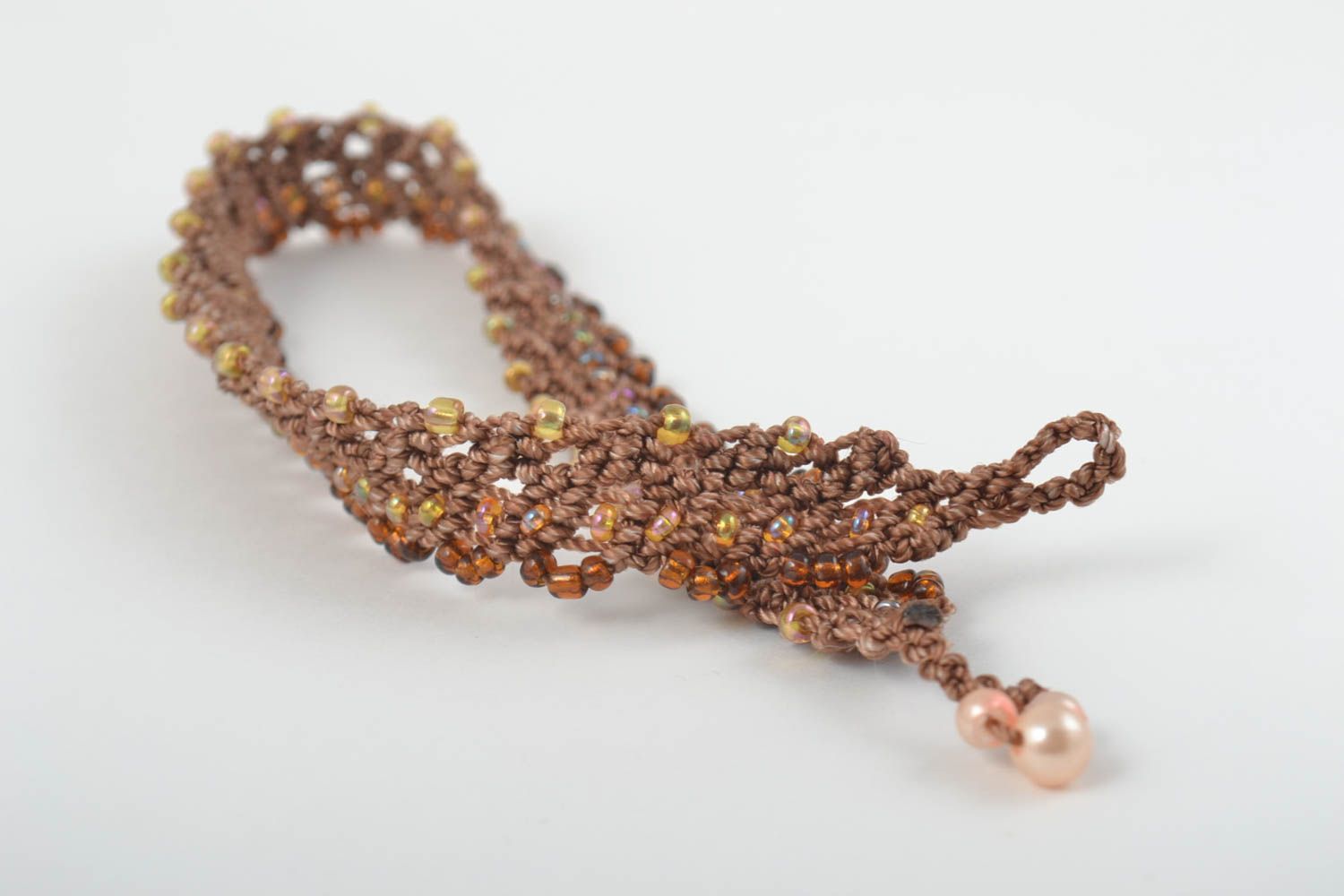Schmuck Collier handmade Makramee Halskette Accessoire für Frauen braun modisch foto 3