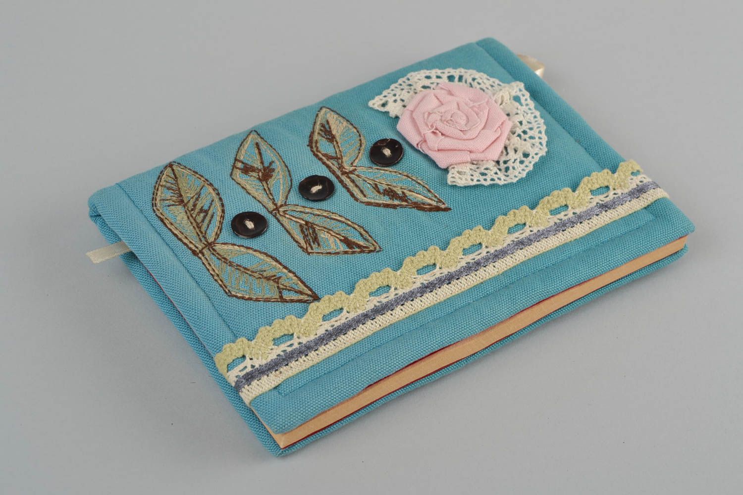 Handmade scrapbooking note pad with fabric cover handmade beautiful notebook photo 1