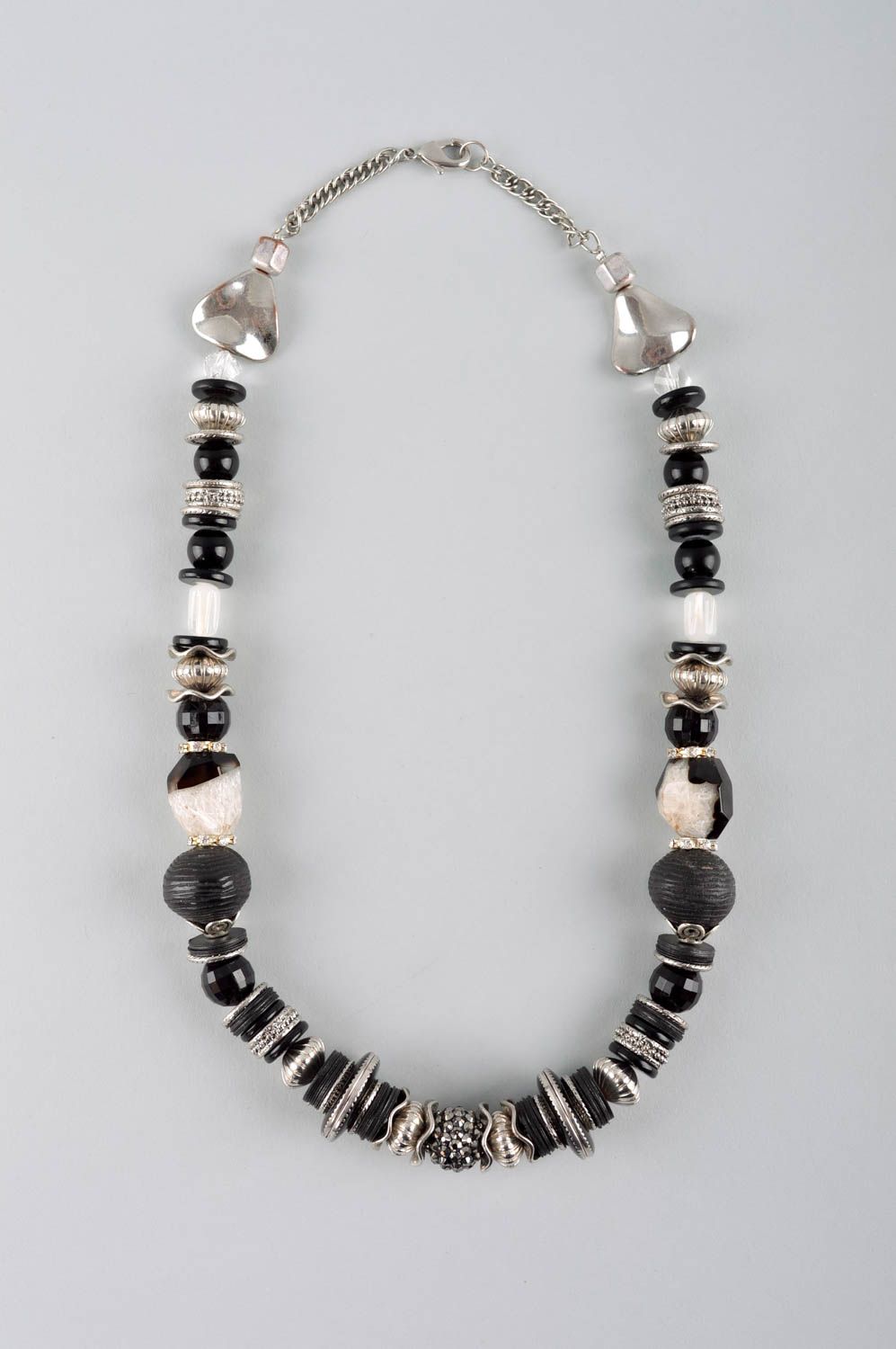 Handmade designer necklace jewelry with natural stone stylish black necklace photo 2