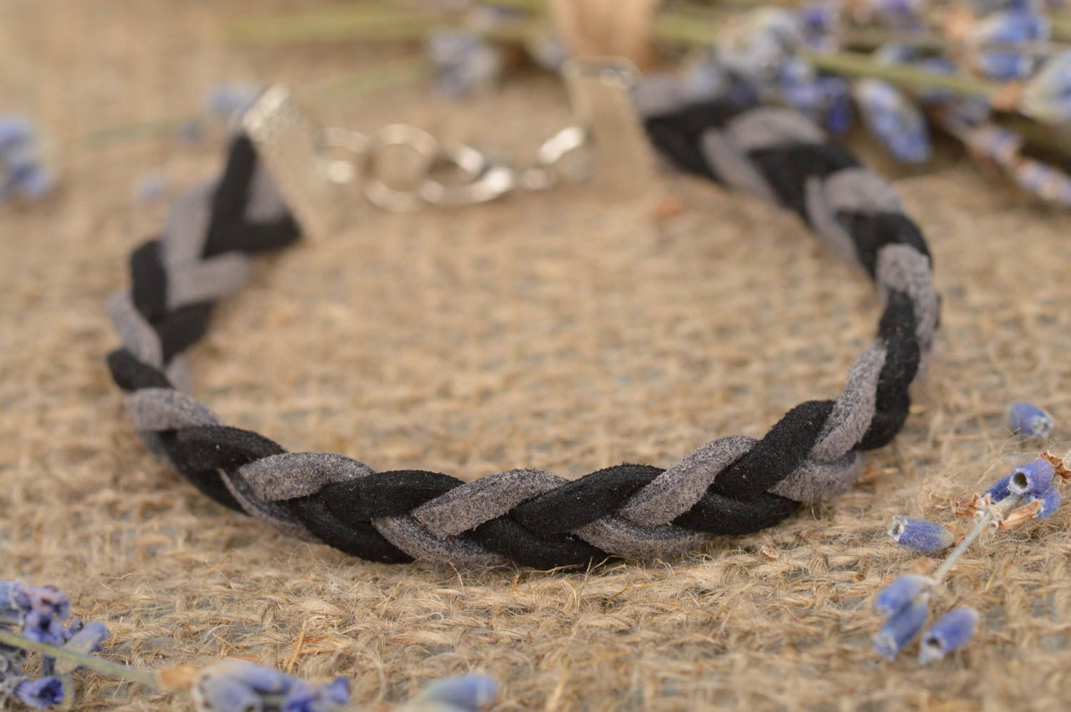 Stylish handmade natural suede bracelet braided wrist bracelet designer jewelry photo 1