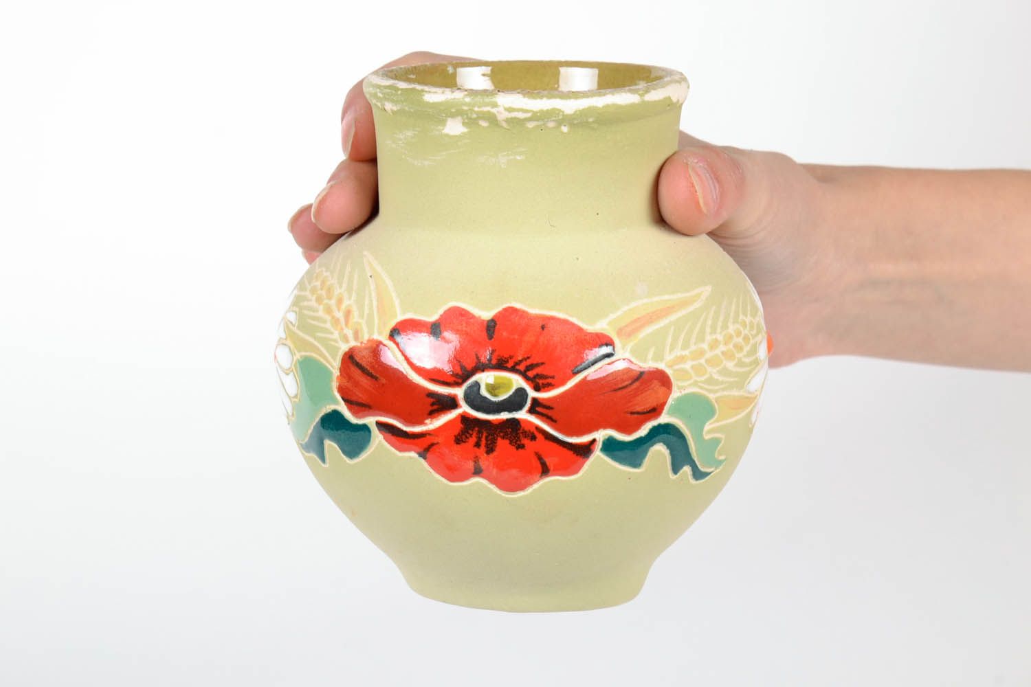5 inches poppy flower ceramic vase for table desktop décor 0,83 lb photo 2