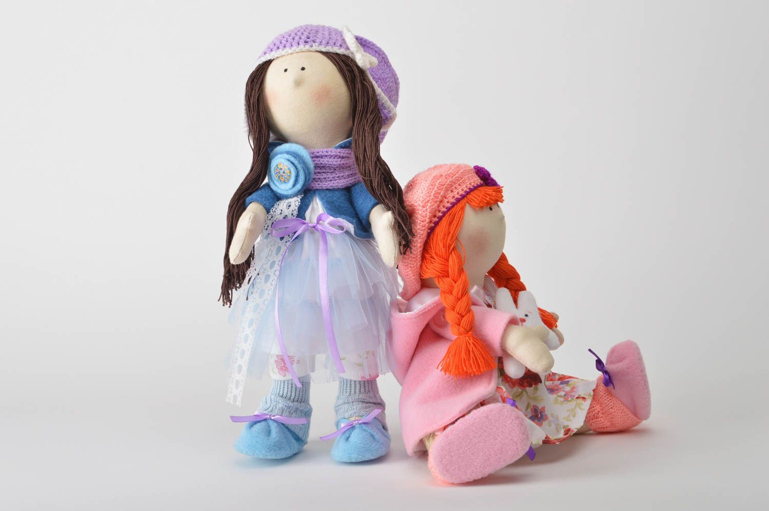 Beautiful handmade rag doll stuffed soft toy 2 pieces childrens toys gift ideas photo 2