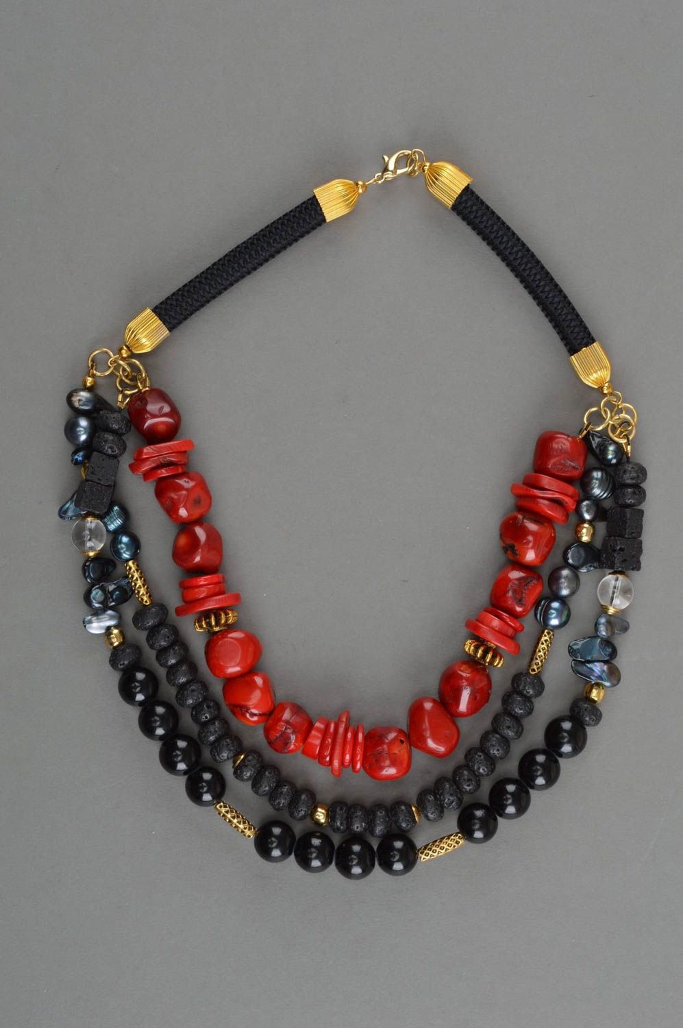 Beautiful handmade beaded necklace designer necklace with natural stones photo 2