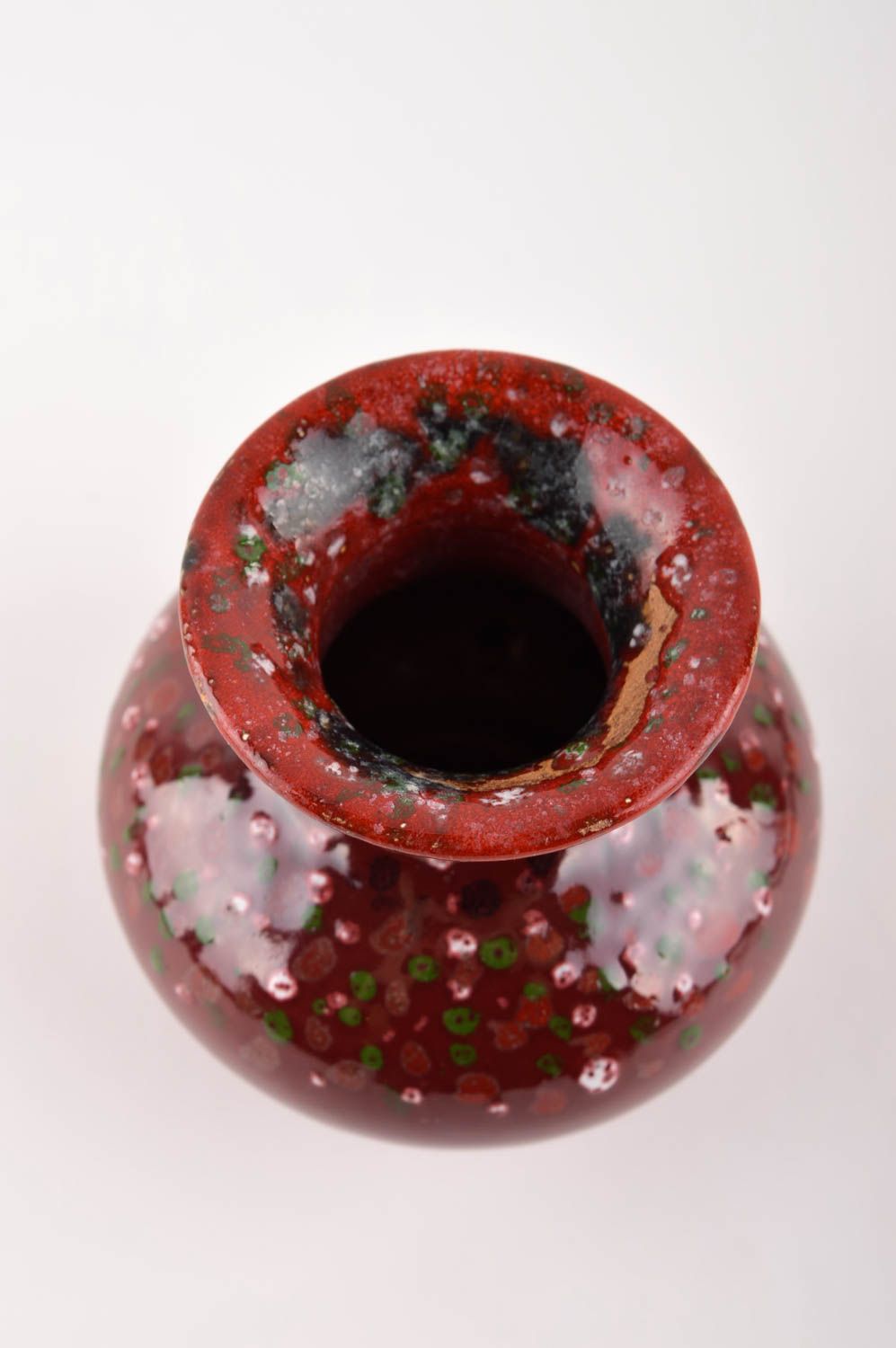 Vase aus Ton handgemachte Keramik schöne Vase Haus Dekoration bordeauxrot foto 4