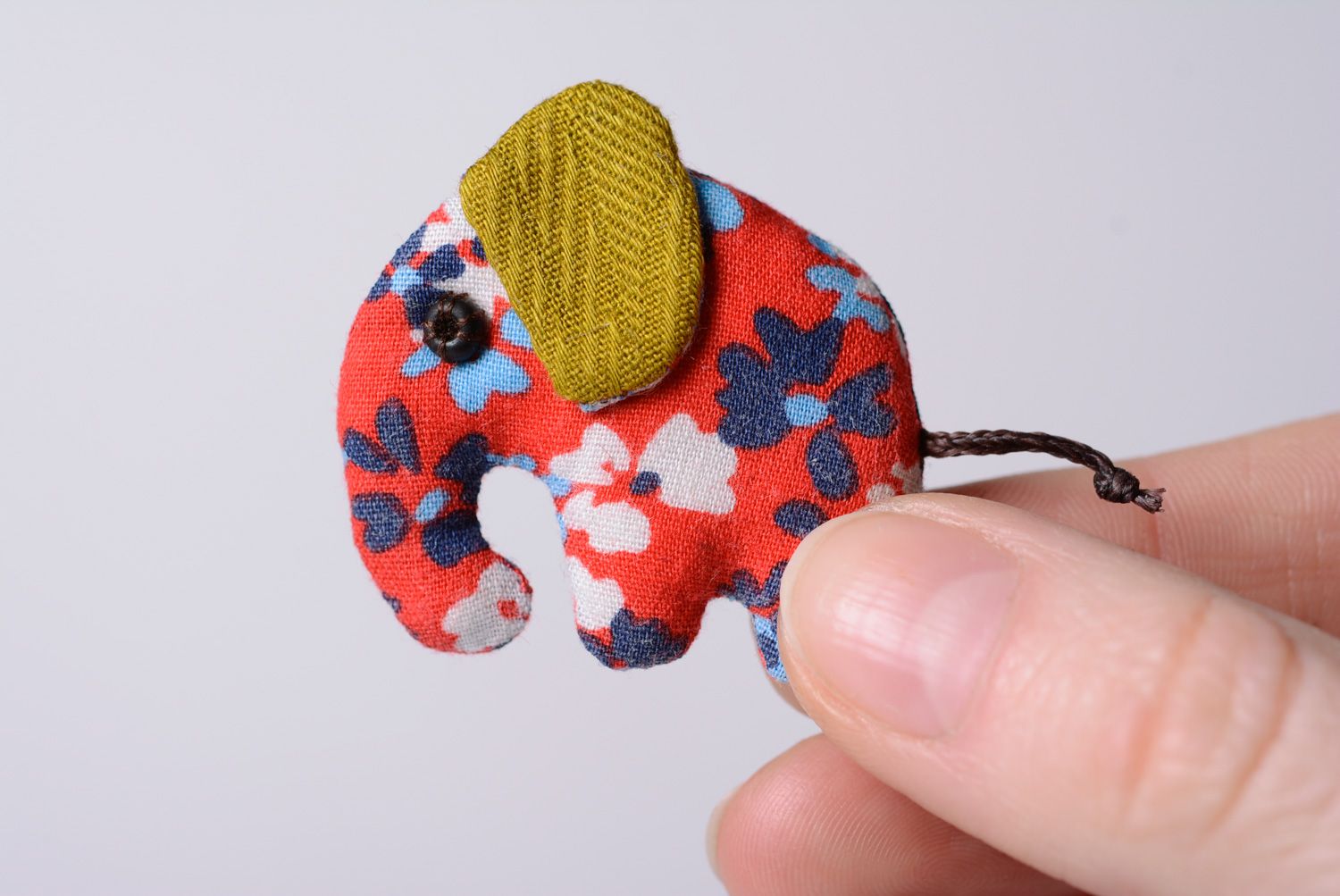 Unusual handmade cotton and linen fabric brooch for children Elephant photo 5