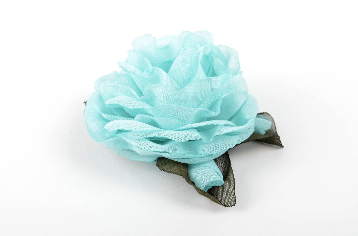 Украшение ручной работы аксессуар для волос заколка с цветком розы голубая фото 1