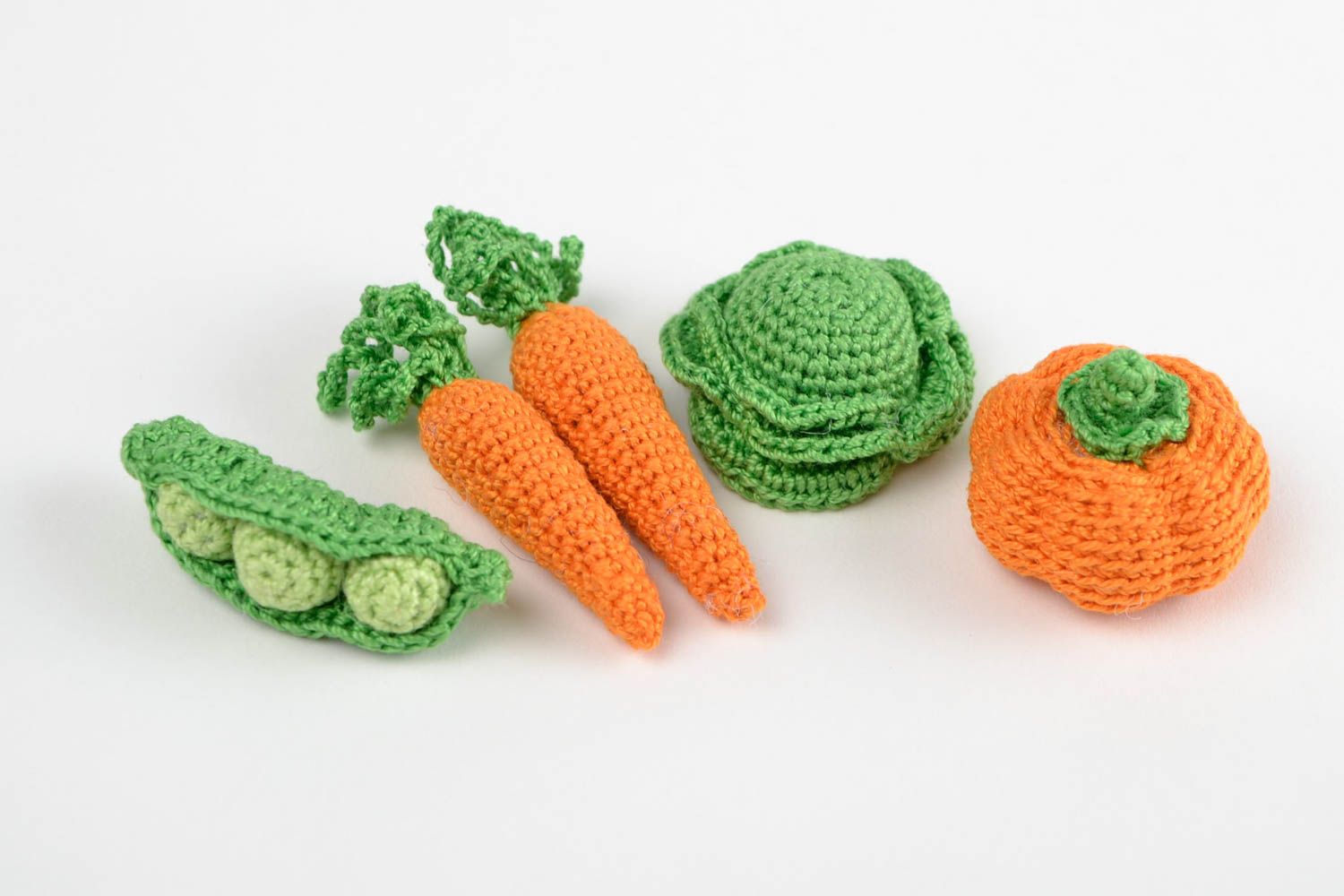 Peluches légumes faites main Jouets tricot Cadeau enfant carotte chou citrouille photo 3