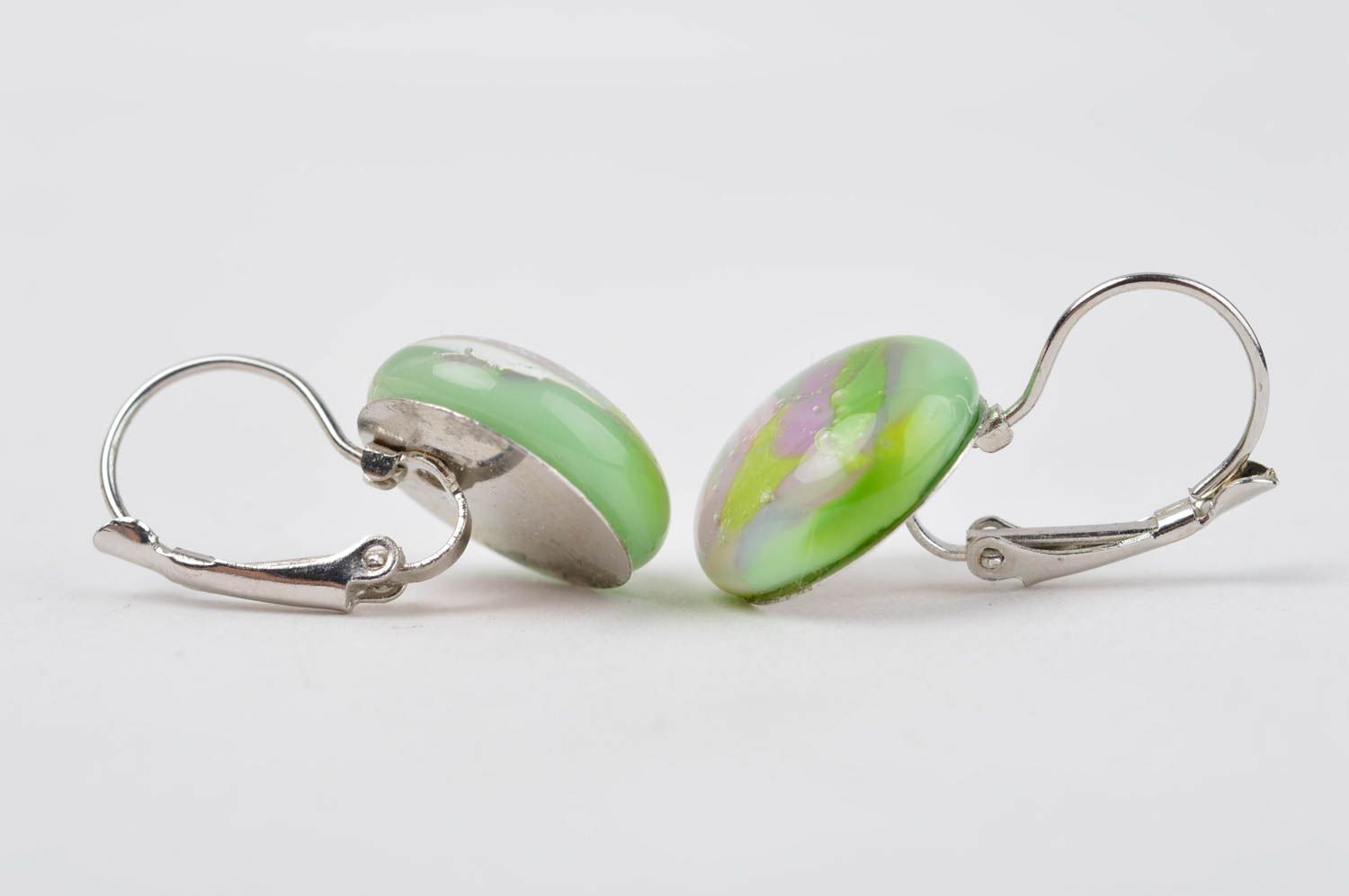 Handmade grüne Glas Ohrringe Designer Schmuck Accessoire für Frauen Fusing foto 2