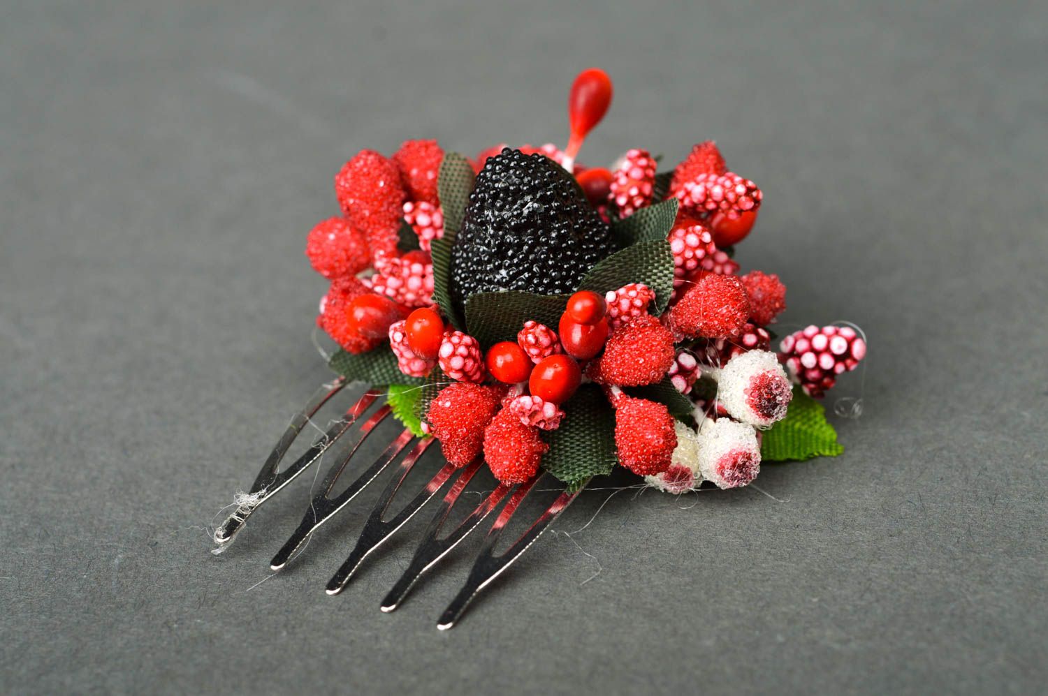 Blumen Haarkamm Schmuck handgemacht stilvolles Accessoires für Haare mit Blumen foto 2