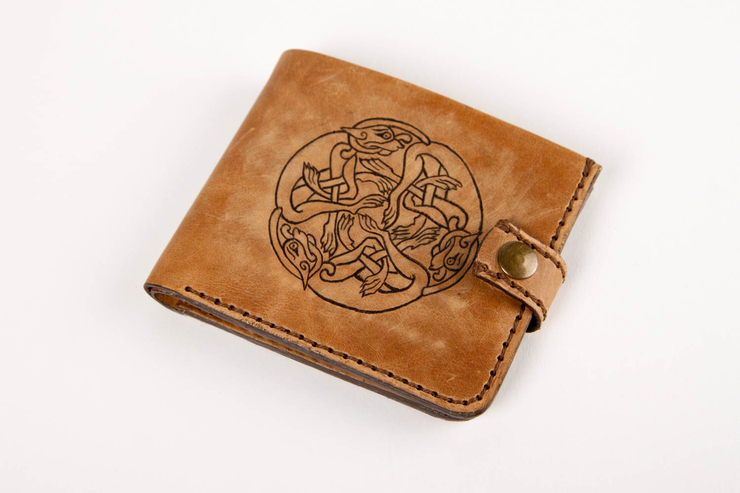 Unusual handmade leather wallet fashion trends leather goods small gifts photo 3