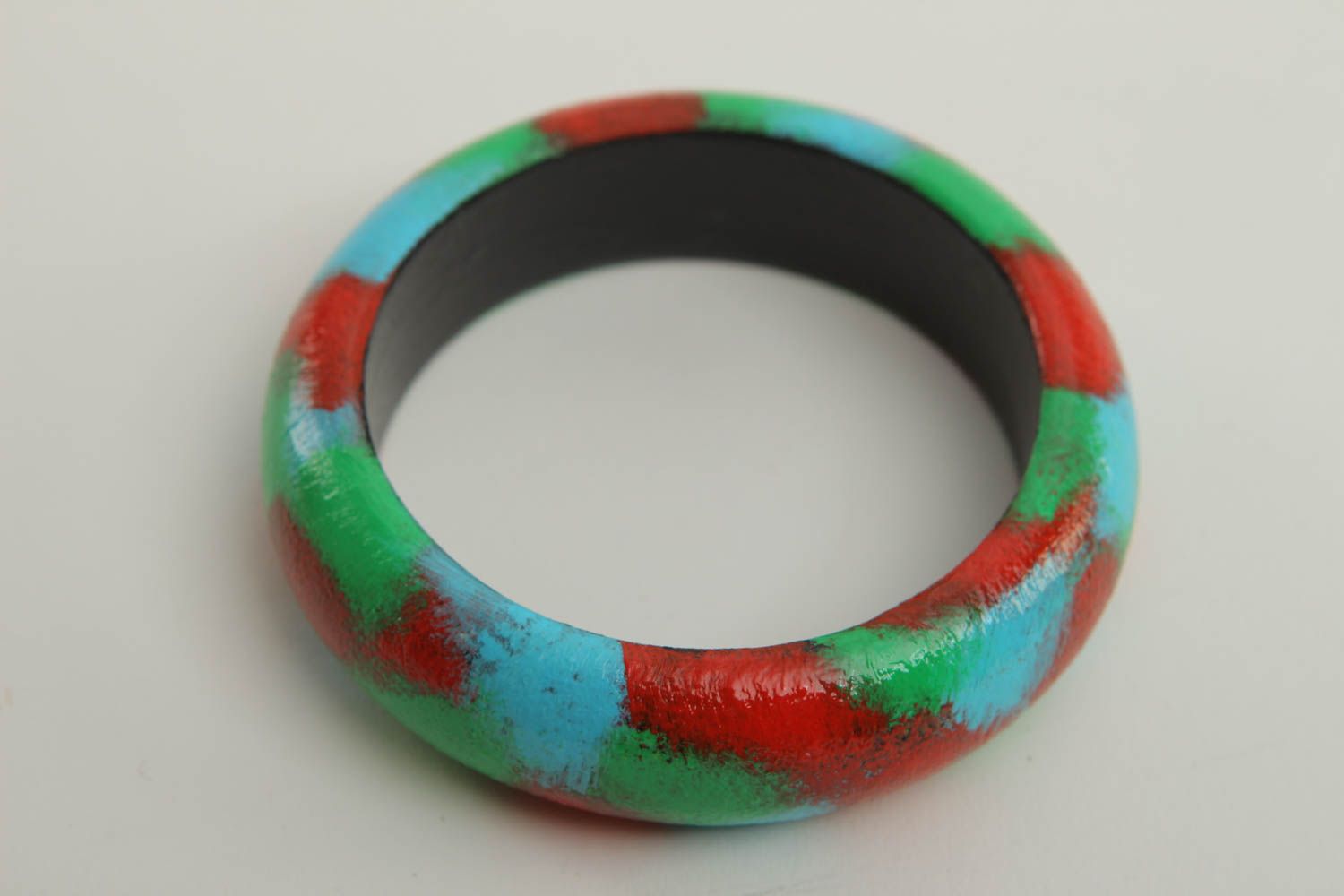 Красочный браслет с росписью ручной работы браслет на руку украшение из дерева фото 3