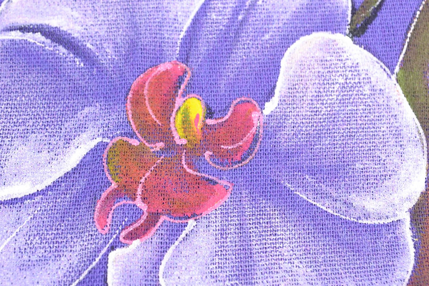 Demi-season violet cashmere shawl with flowers photo 3