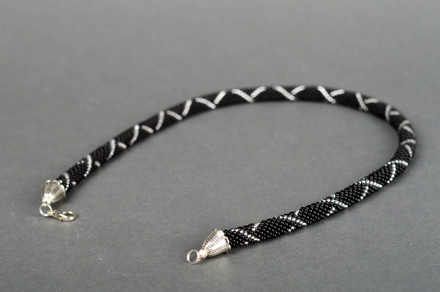 Handmade designer stylish necklace beaded cord necklace unusual jewelry photo 4