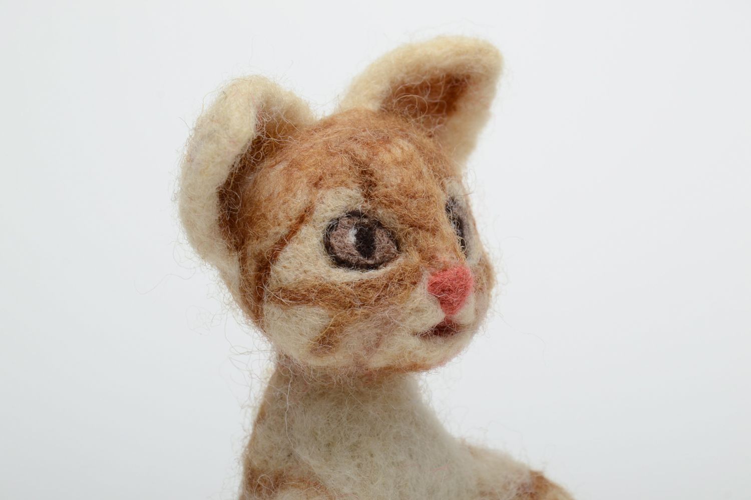 Peluche en laine feutrée Chat roux photo 3