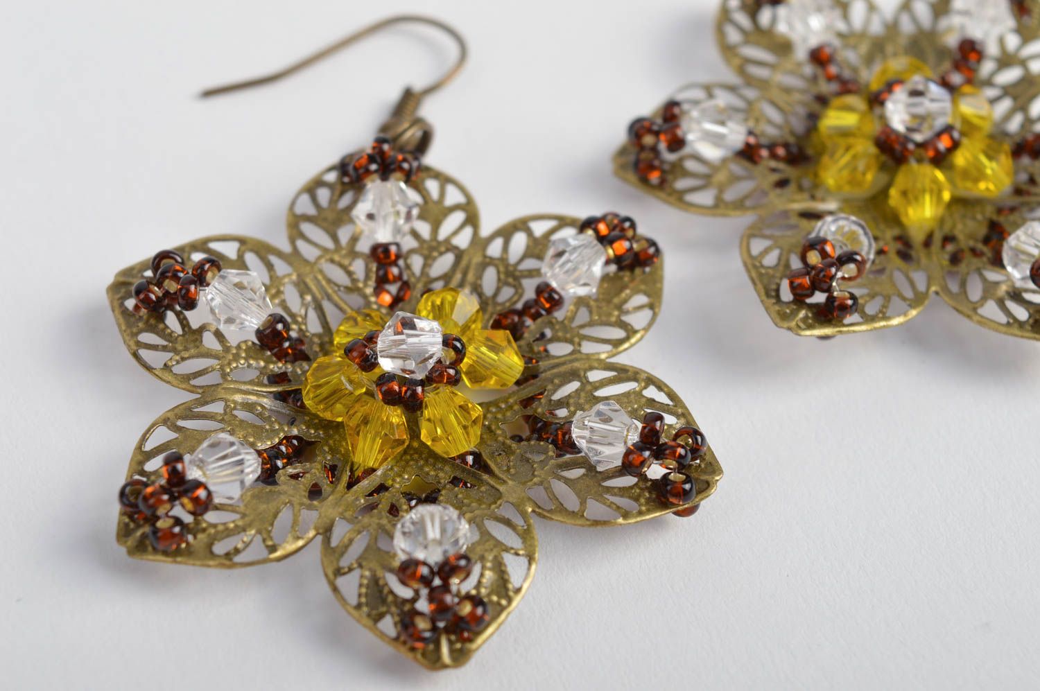 Designer beaded bijouterie handmade seed beaded earrings present for girls photo 5