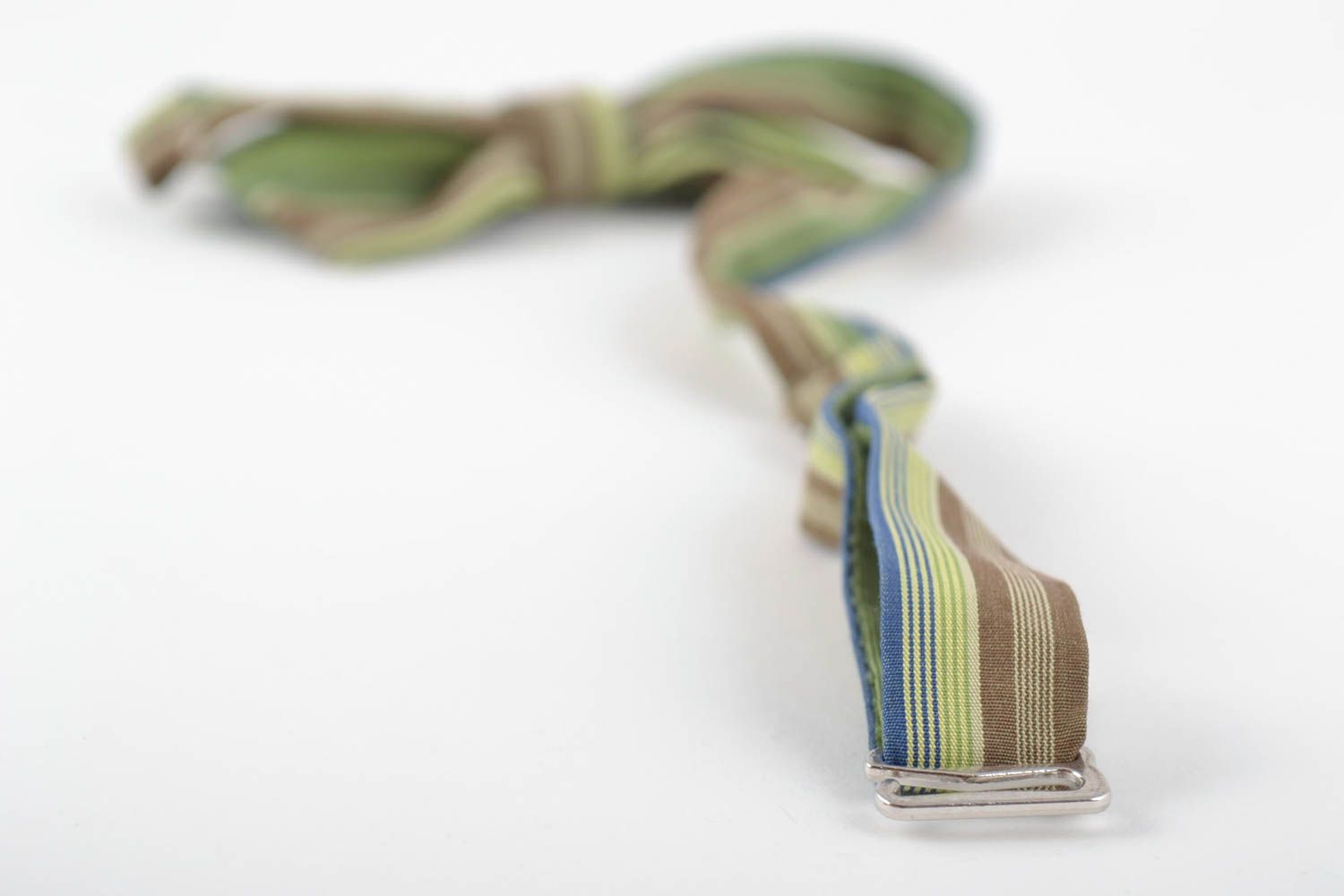Полосатый галстук бабочка из коттона ручной работы с регулируемым размером фото 5