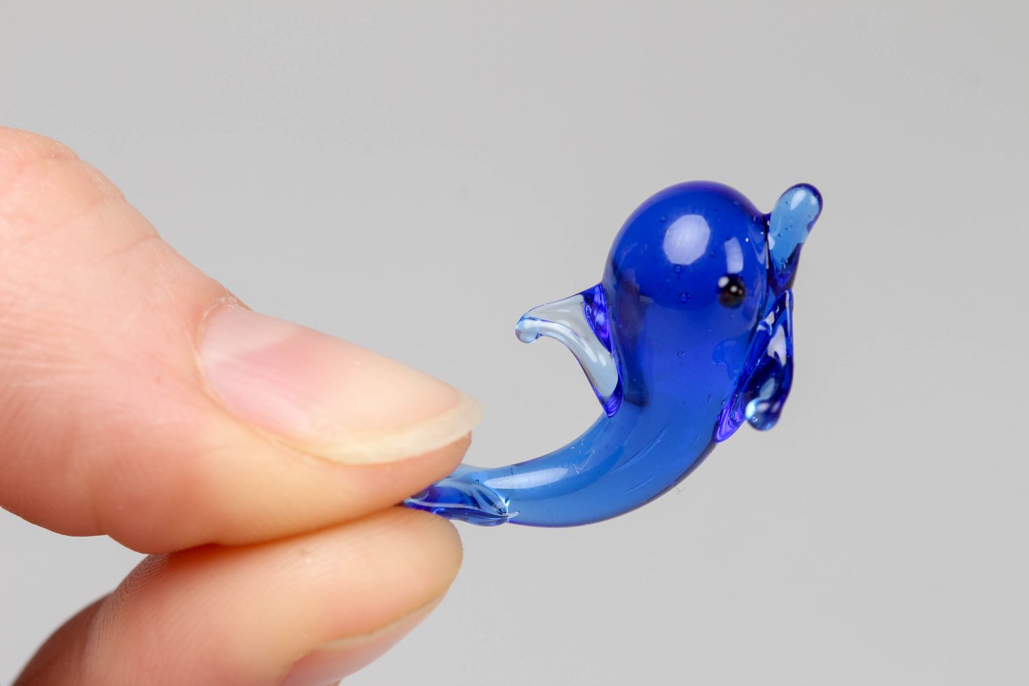 Miniature handmade glass statuette Dolphin photo 3