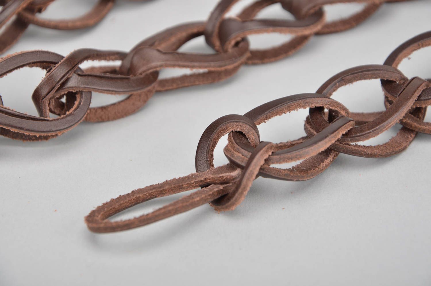 Handmade designer brown genuine leather woven belt stylish accessory for women photo 4