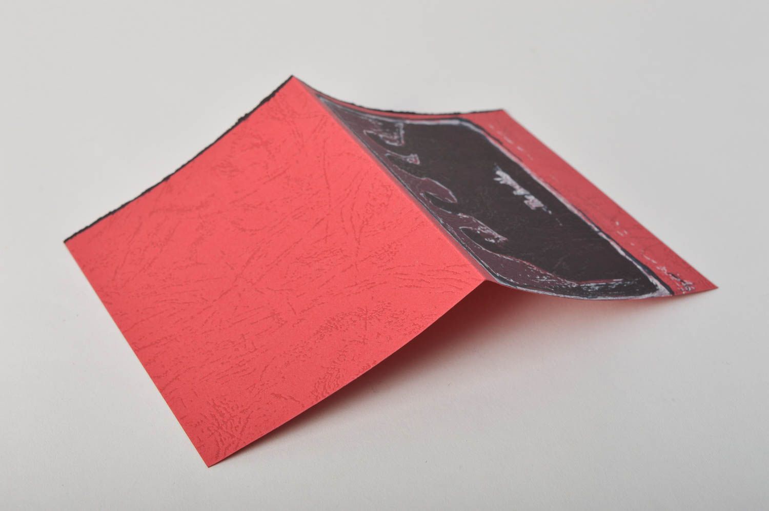 Открытка ручной работы необычный подарок поздравительная открытка черно-красная фото 3