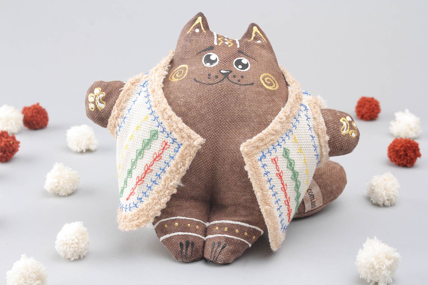 Soft interior toy Cat in Leather Coat photo 1