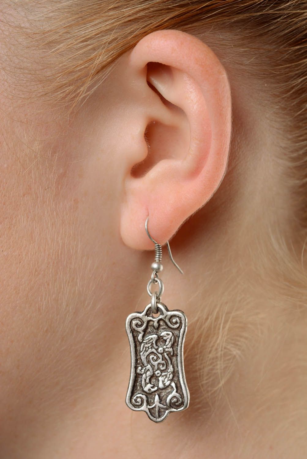 Metal earrings Two Lions photo 3