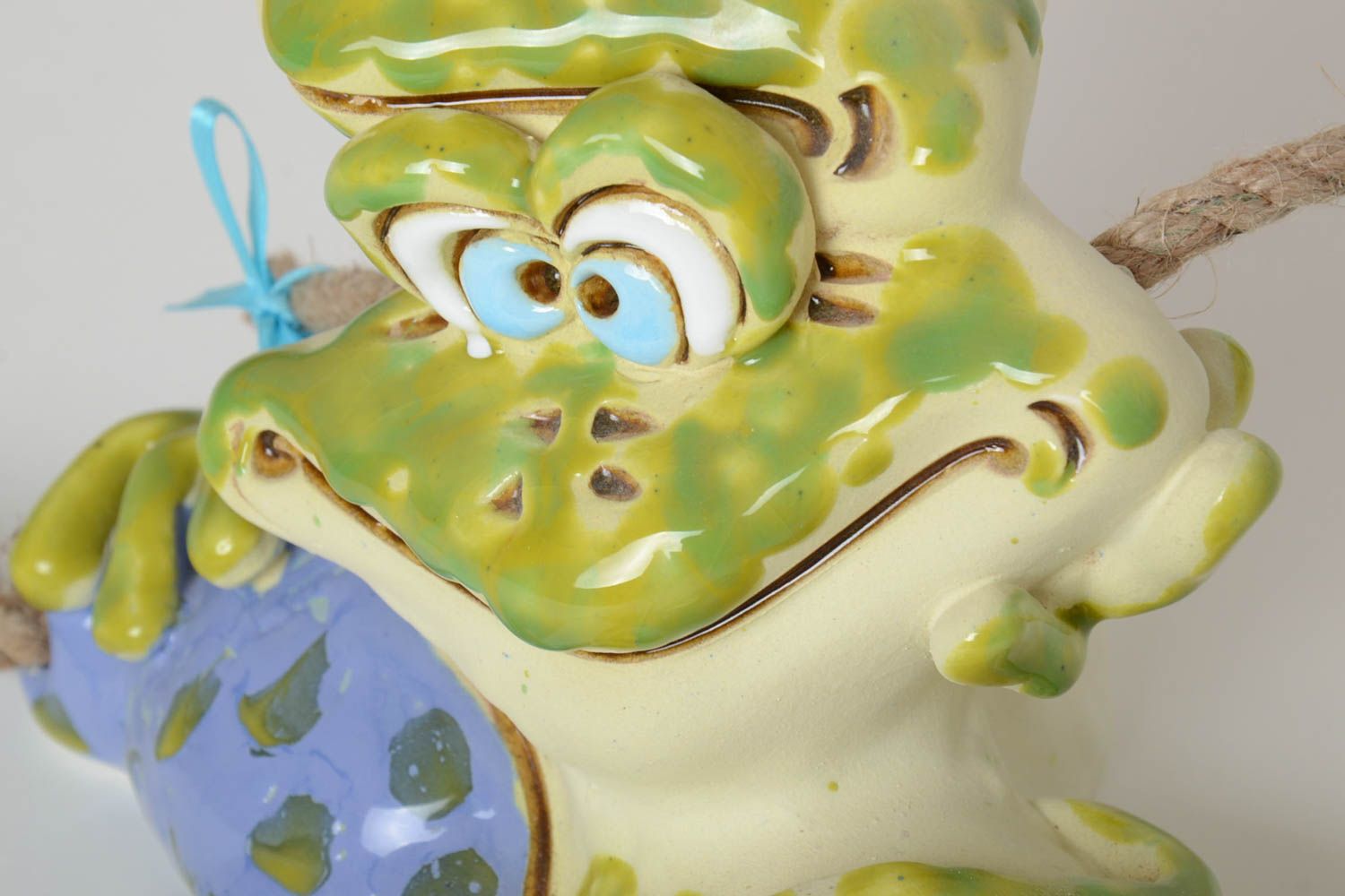Lustige Spardose handgemachte Keramik Ton Deko Geschenk für Kinder klein Frosch  foto 3