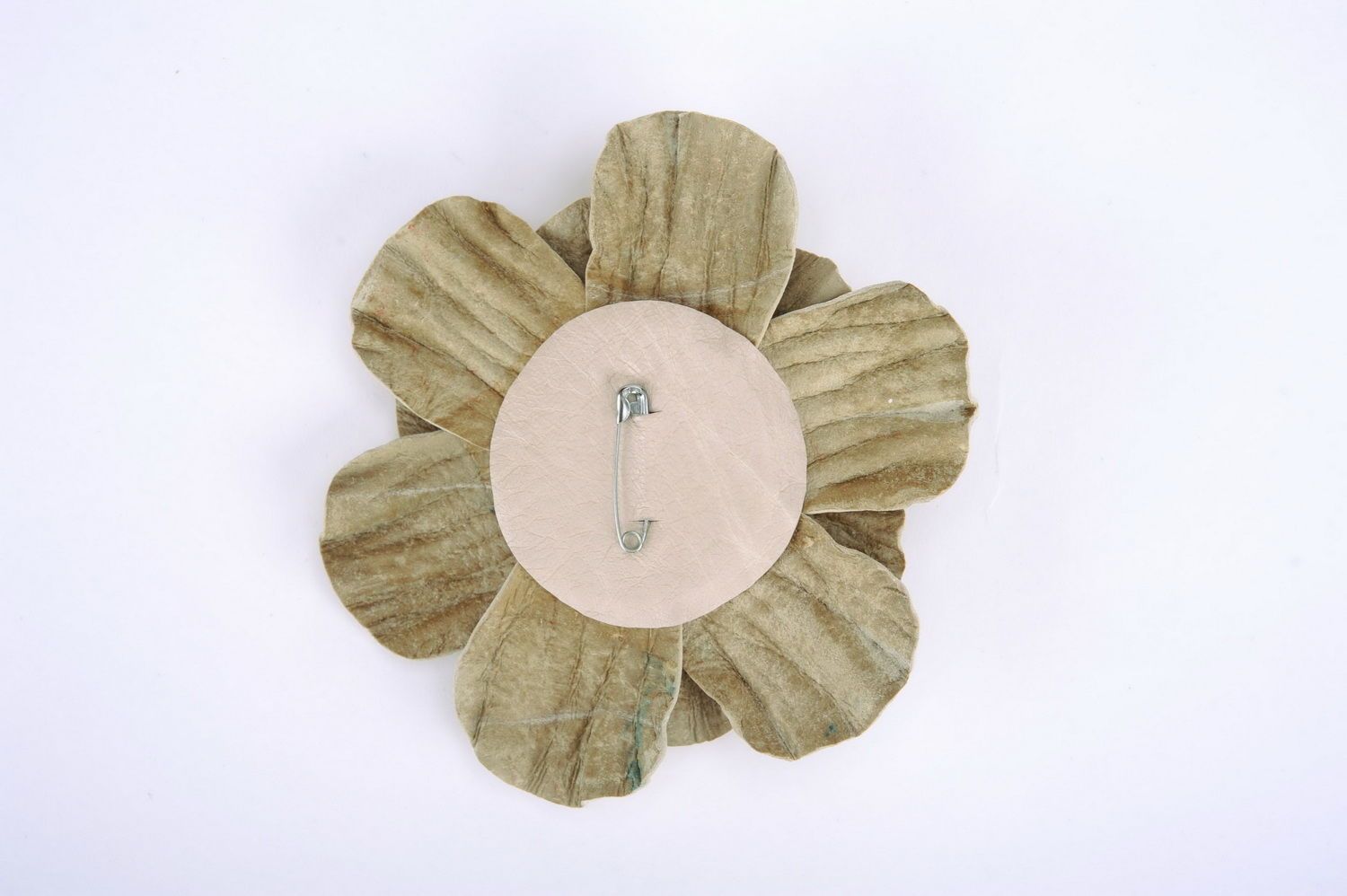 Bright brooch made ​​of natural leather Flower photo 2