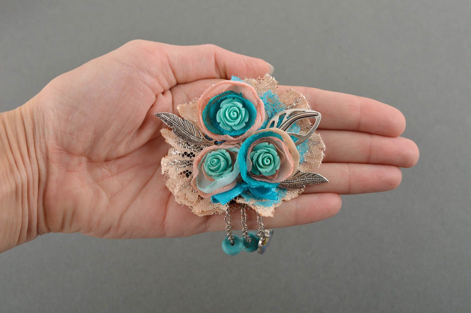 Handmade designer flower brooch unusual stylish brooch elegant jewelry photo 5