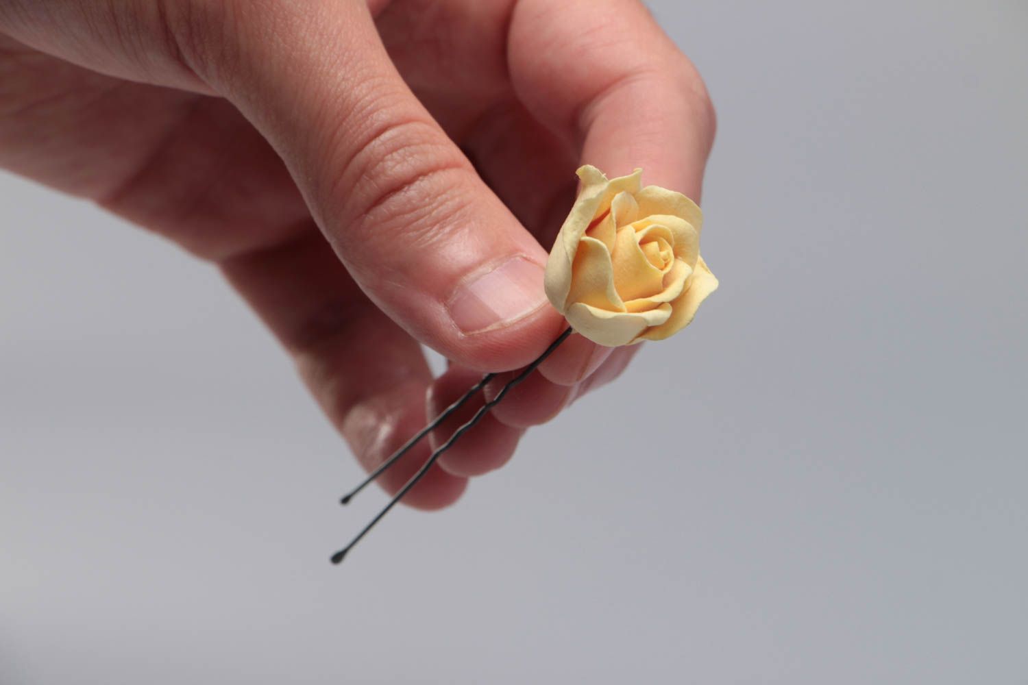 Polymer Ton Haarnadel mit Blume Rose pfirsichrot Designer Accessoires für Haar foto 5