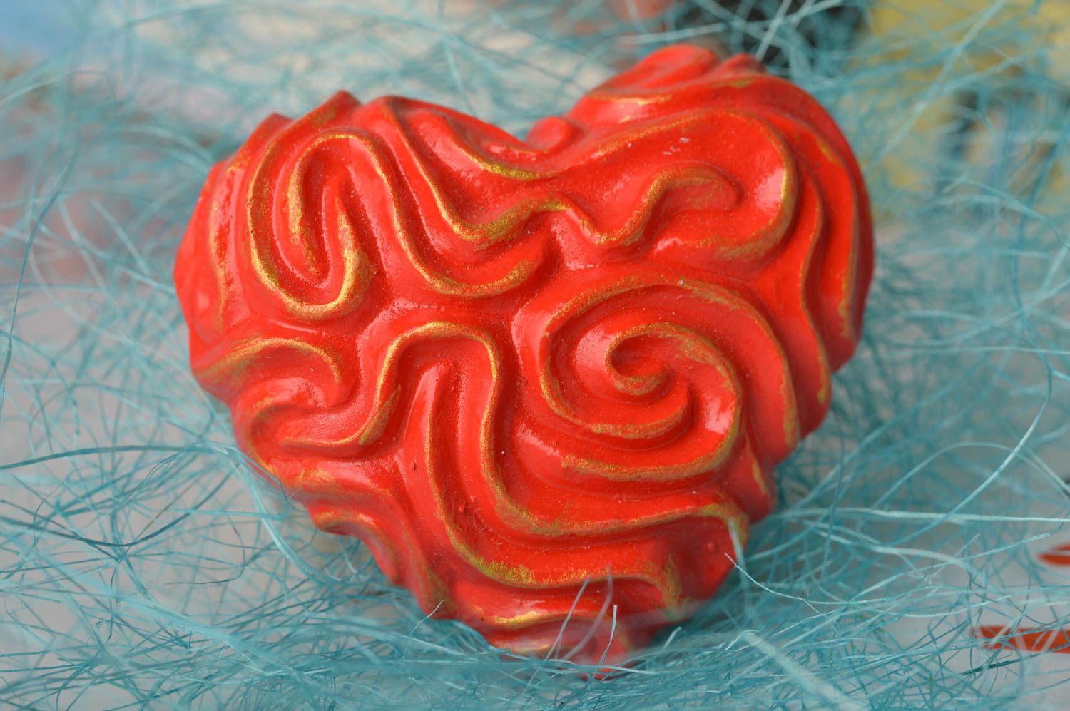 Магнит на холодильник handmade декор для дома необычный подарок Красное сердце фото 1