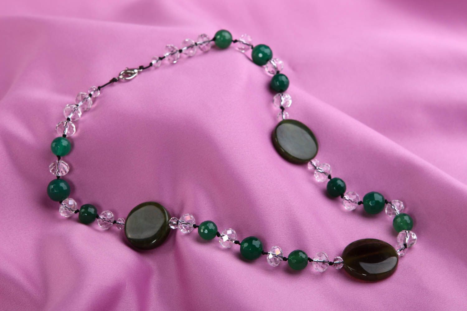 Handmade necklace designer accessory unusual bead necklace stone jewelry photo 1