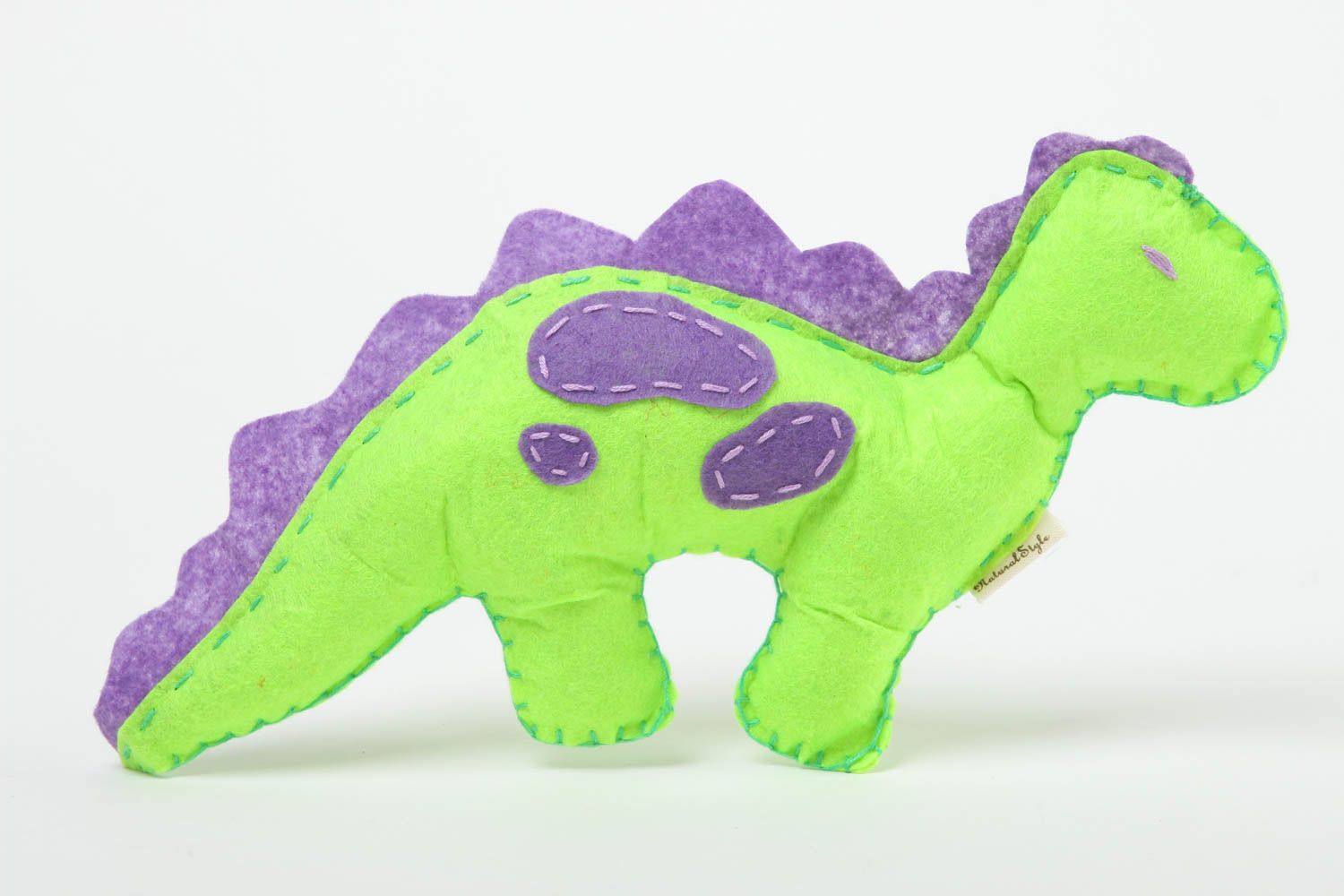 Handmade kleines Spielzeug Geschenk Idee Kuscheltier Dino Filz Tier grün foto 4