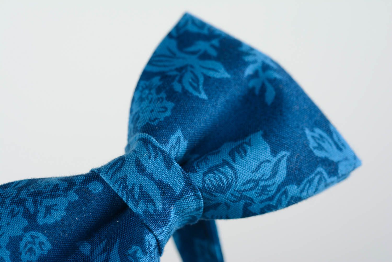 Noeud papillon bleu à motif en coton  photo 4