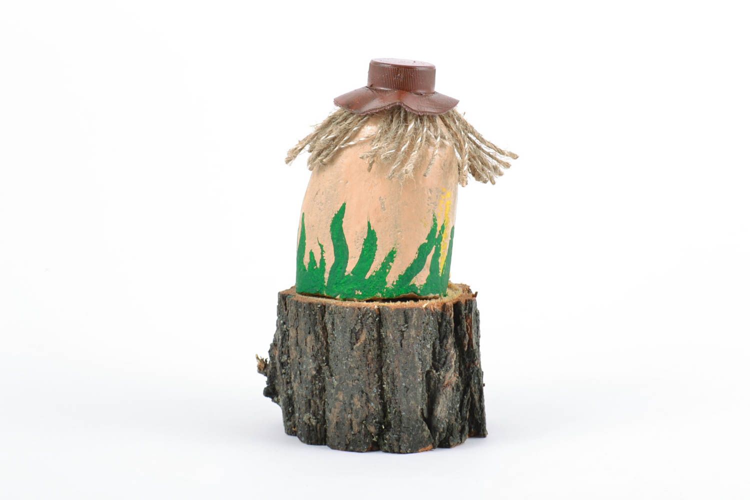 Figura de madera y piedra artesanal Gnomo de bosque pequeño para niños foto 5