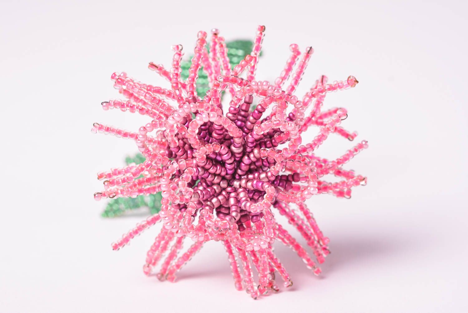 Композиция из бисера хэнд мэйд декор для квартиры цветок из бисера розовый фото 4