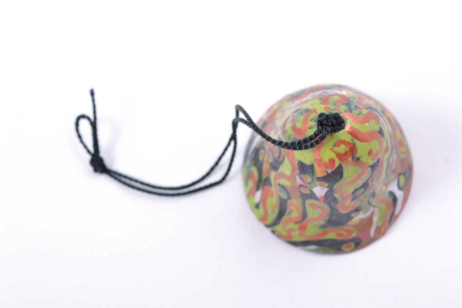 Petite cloche terre cuite multicolore peinte de colorants acryliques faite main photo 4