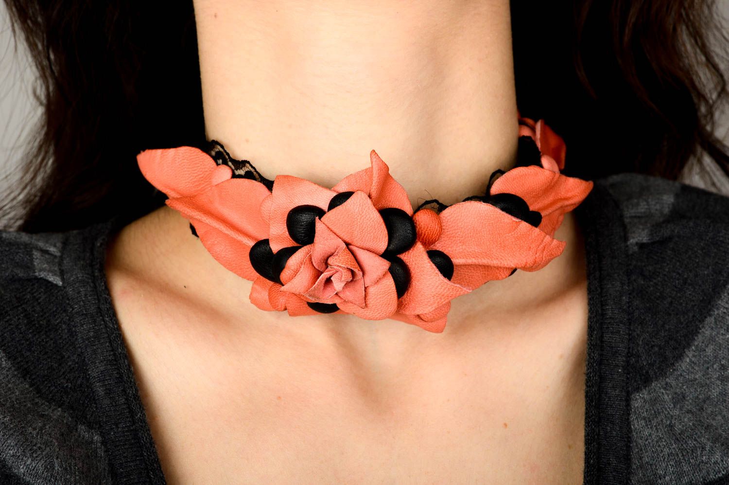 Collier en cuir Accessoire fait main transformable ceinture bandeau Cadeau femme photo 3
