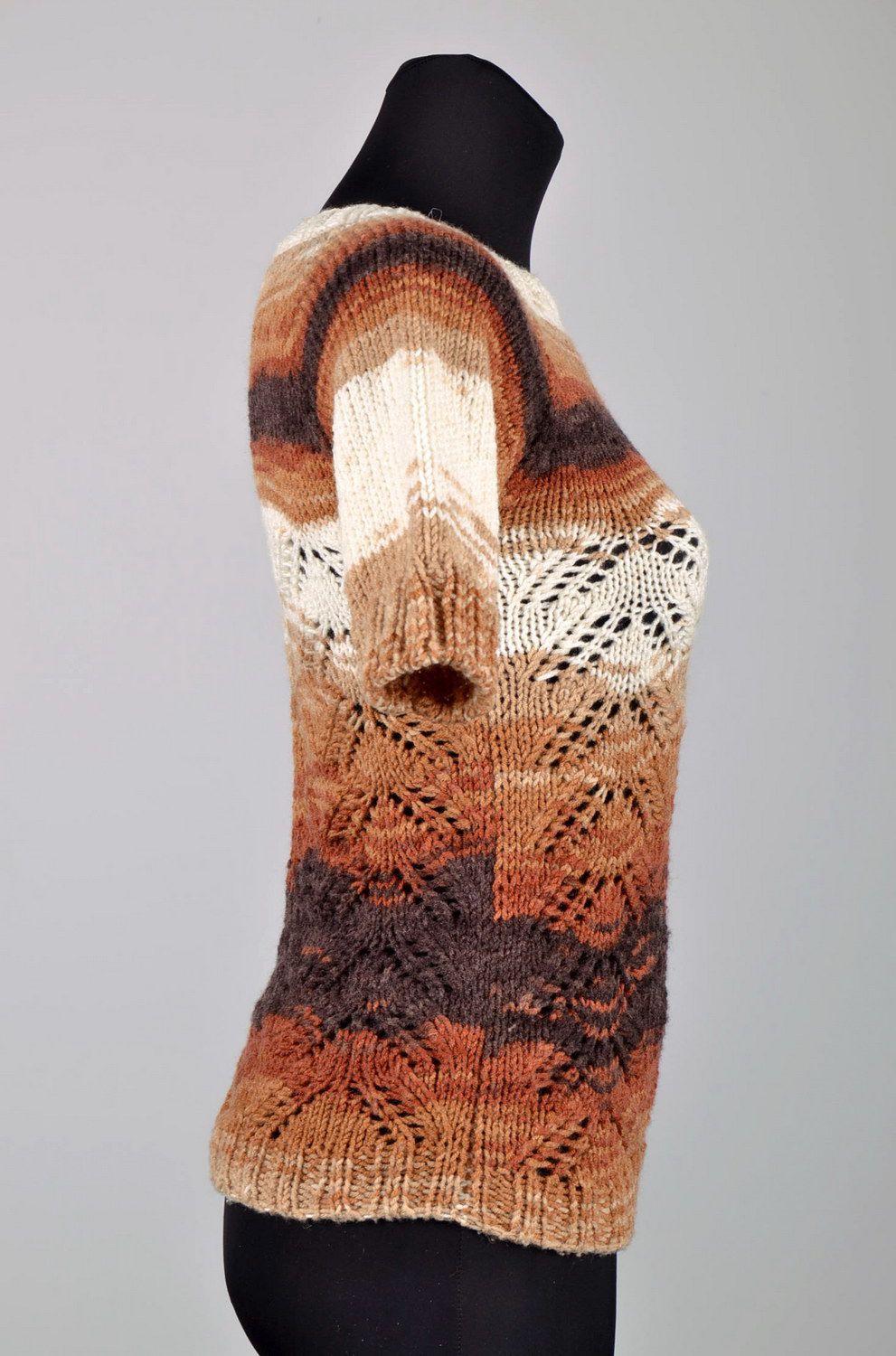 Легкий вязаный свитер с укороченным рукавом  фото 5