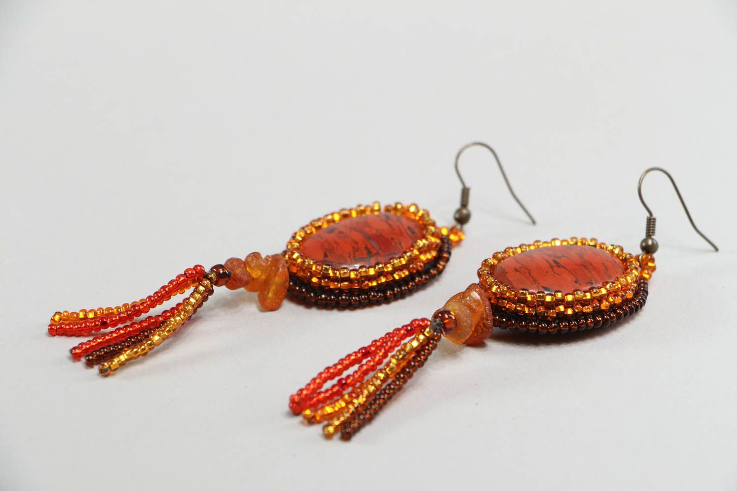 Earrings with jasper and amber stones photo 2