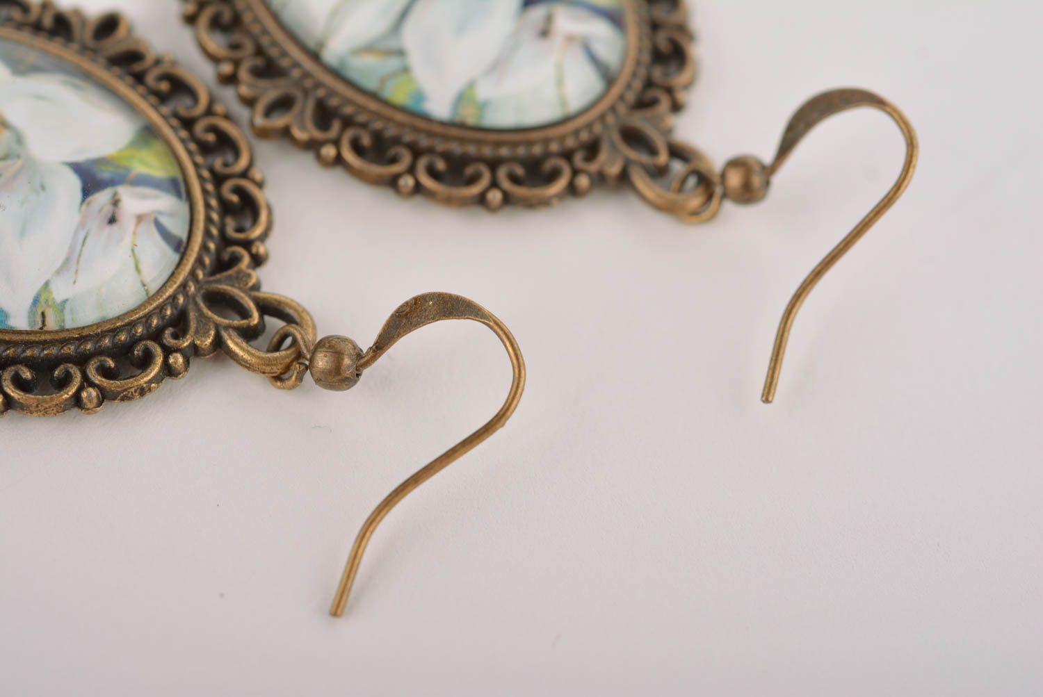 Unusual handmade glass earrings metal earrings design beautiful jewellery photo 5