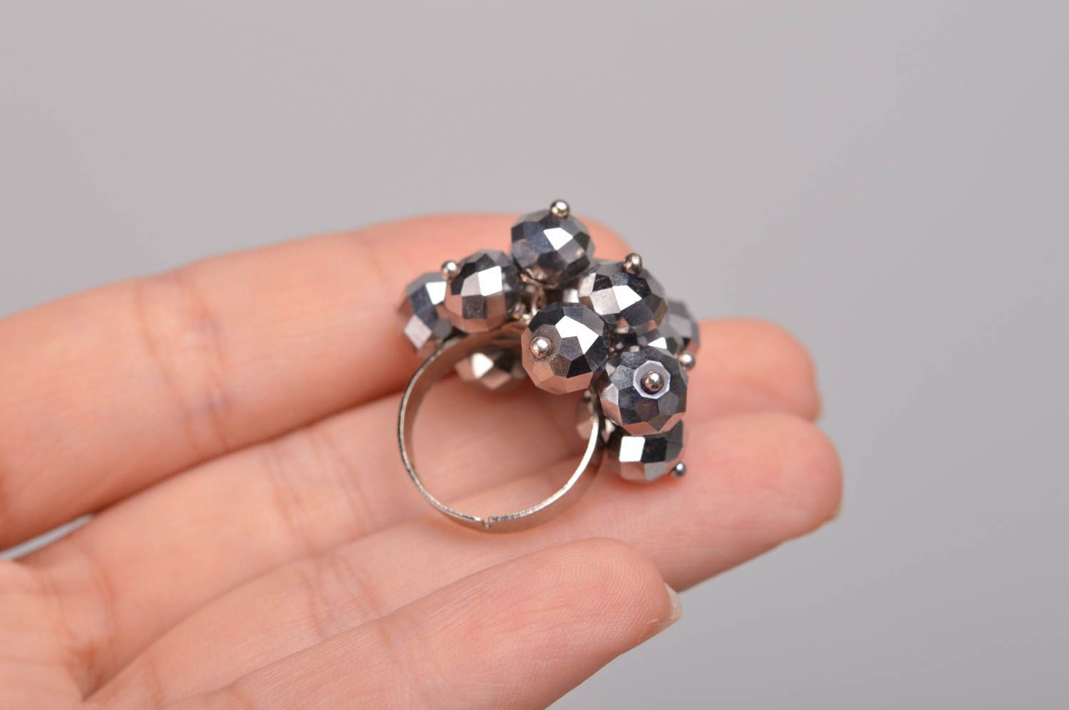 Unusual handmade beaded ring glass beads ring fashion accessories for girls photo 2