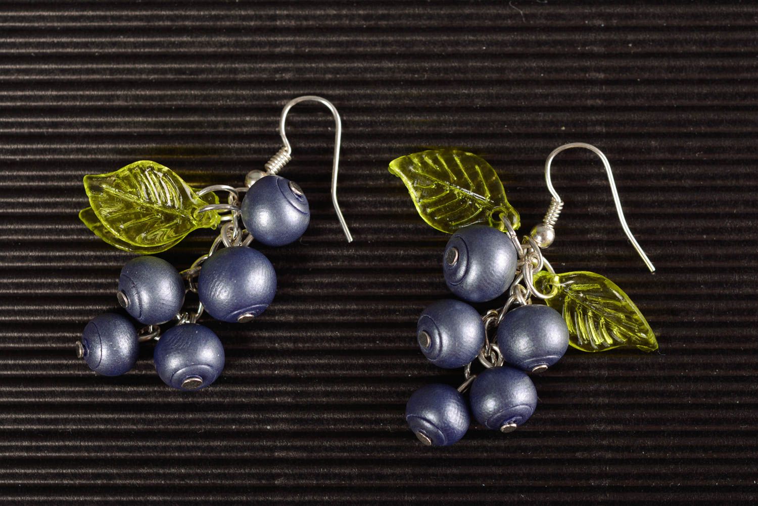 Set of handmade jewelry with polymer clay blackberry earrings and bracelet photo 4