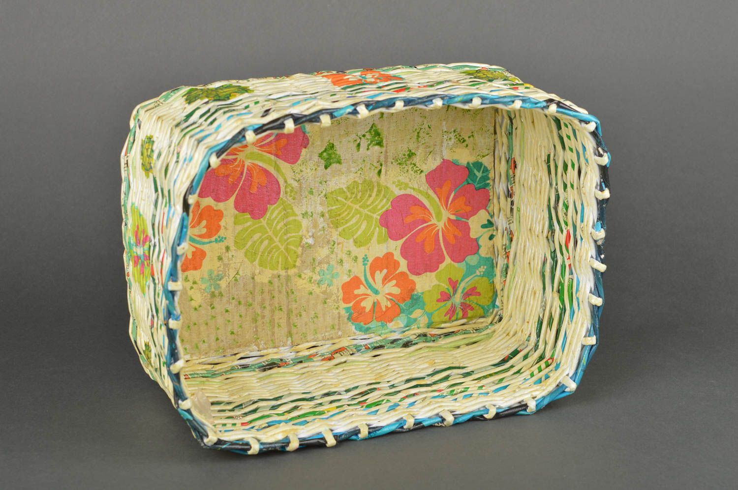 Canasta de papel hecha a mano decoración de interior regalo original para mujer foto 2