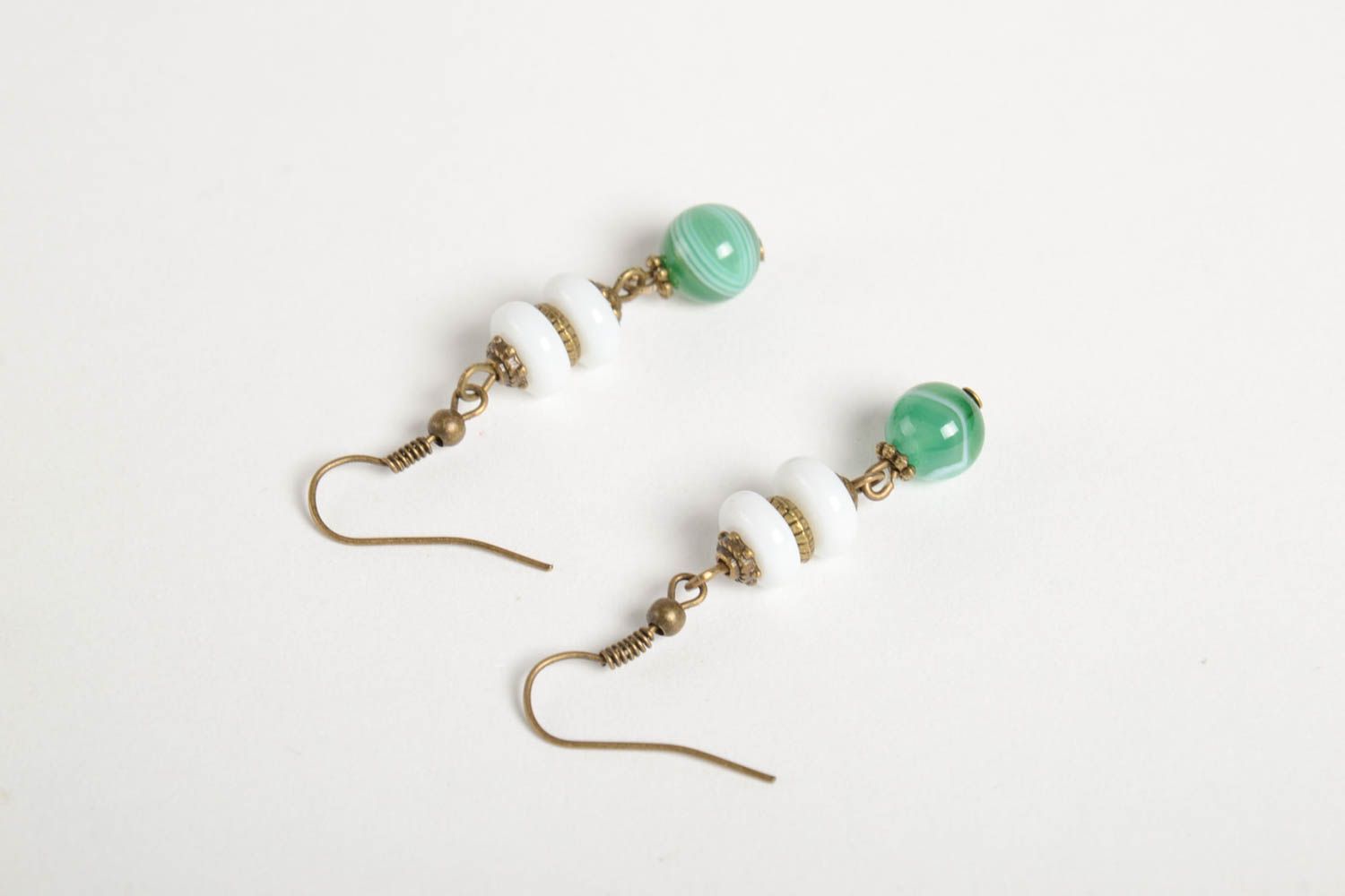 Handmade unusual jewelry designer dangling earrings natural stone earrings photo 4